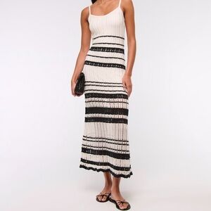 Abercrombie & Fitch Black and White Striped Maxi Dress